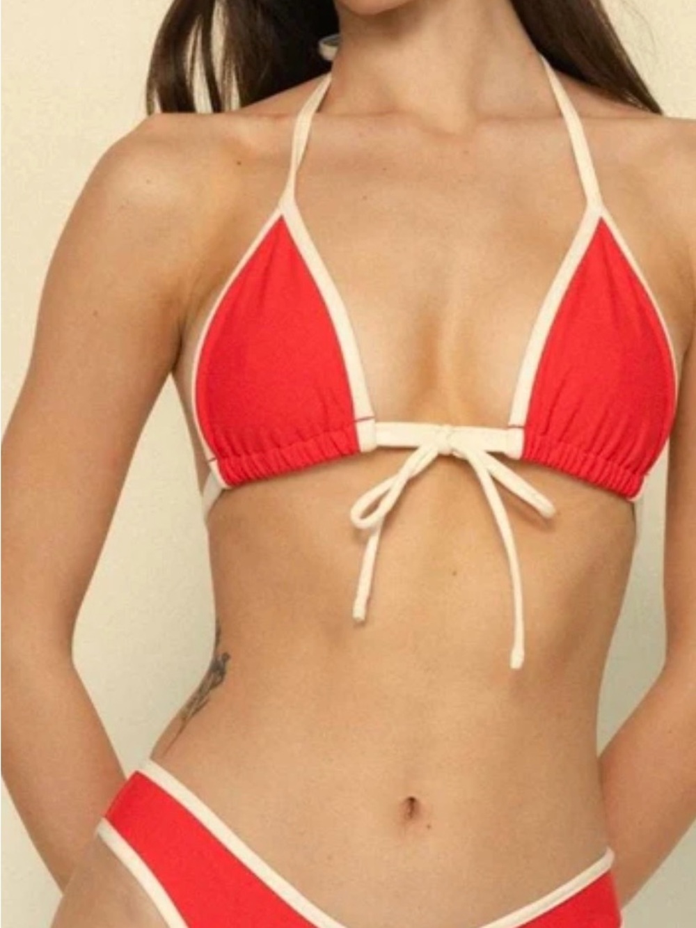Montce Cherry Cream Binded Lulu swim Bikini Bottom
Size medium